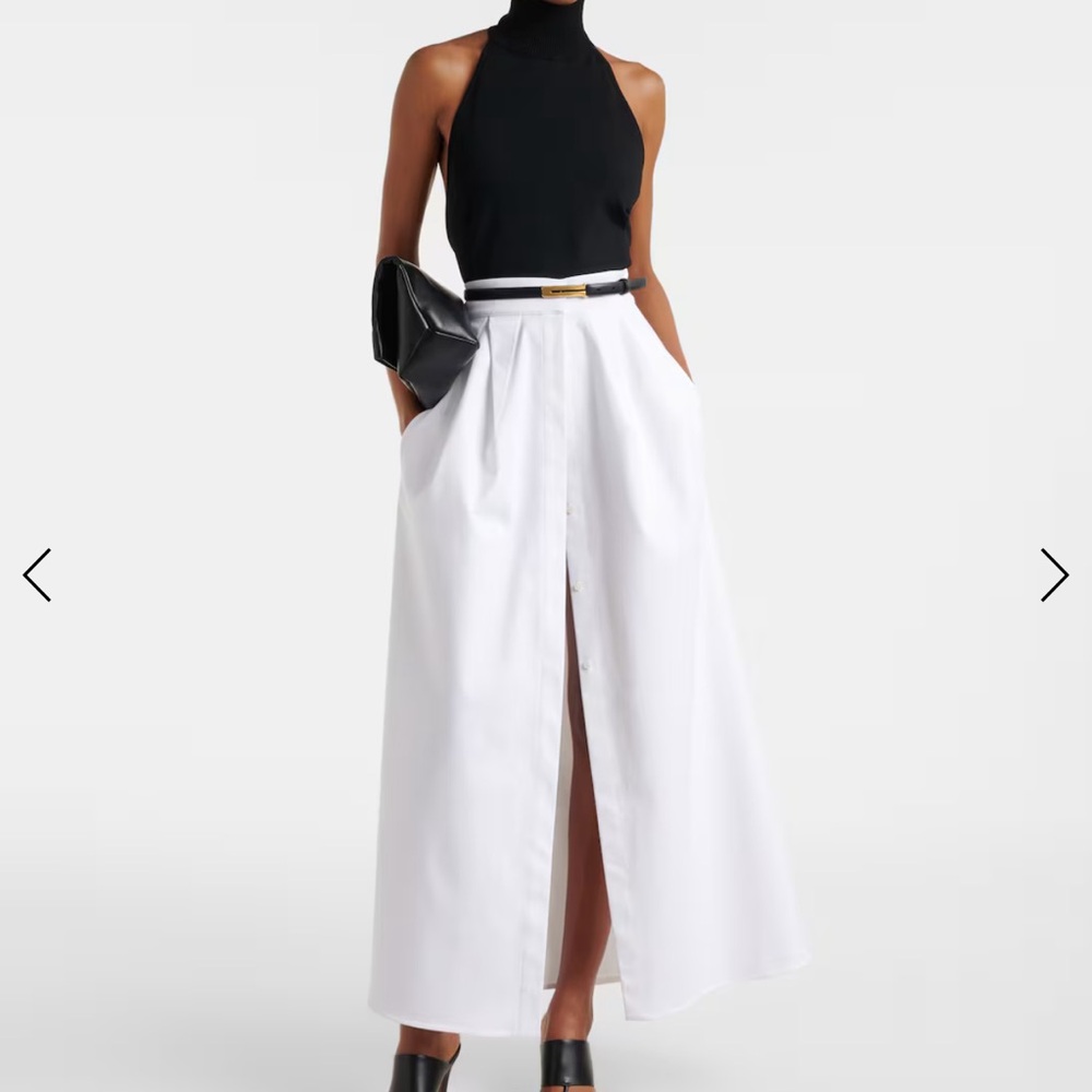 NWT MaxMara runway White Cotton-blend gabardine maxi skirt size 2